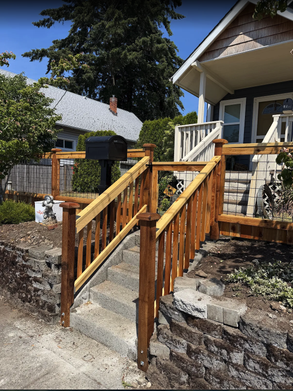 HOGWIRE FENCE, RAILINGS & DOUBLE-WIDE GATE — photo 2